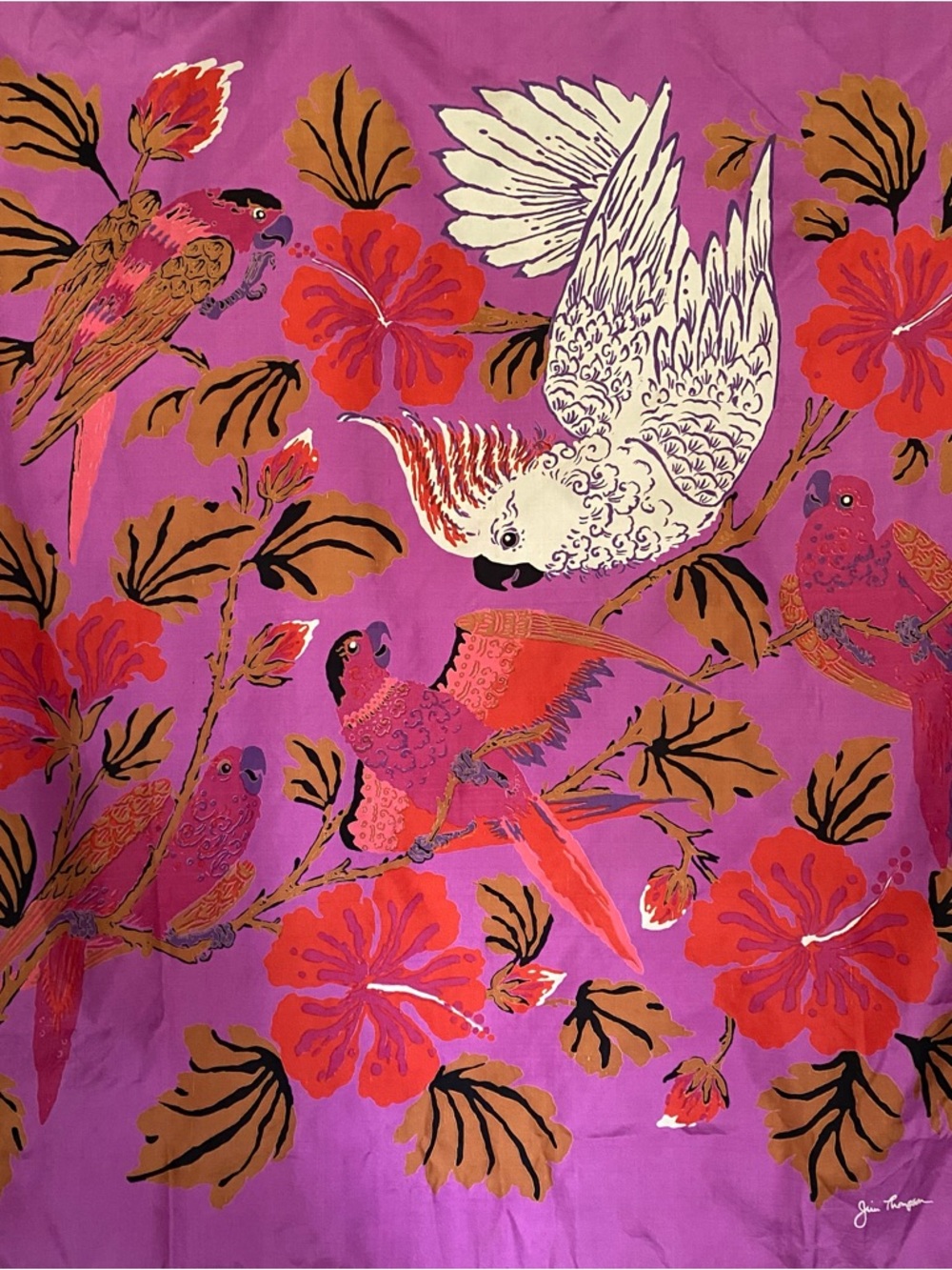 Jim Thompson Women’s 100% Silk Scarf 34.5” x 35” Pink/Purple Made in Thailand